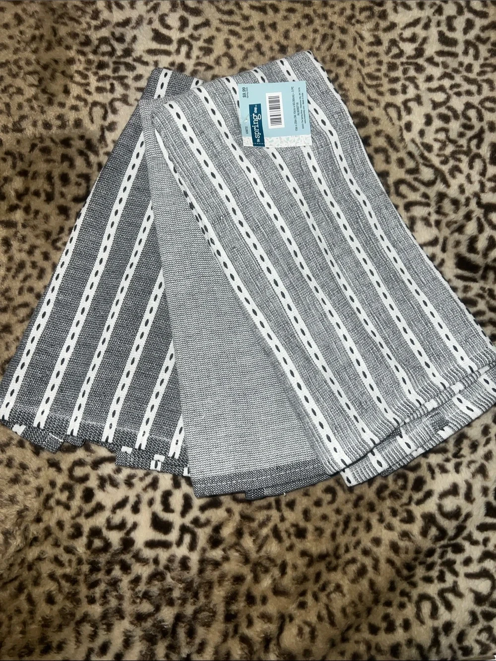 The Spring Shop Gray and White Striped Kitchen Towels- set of 3